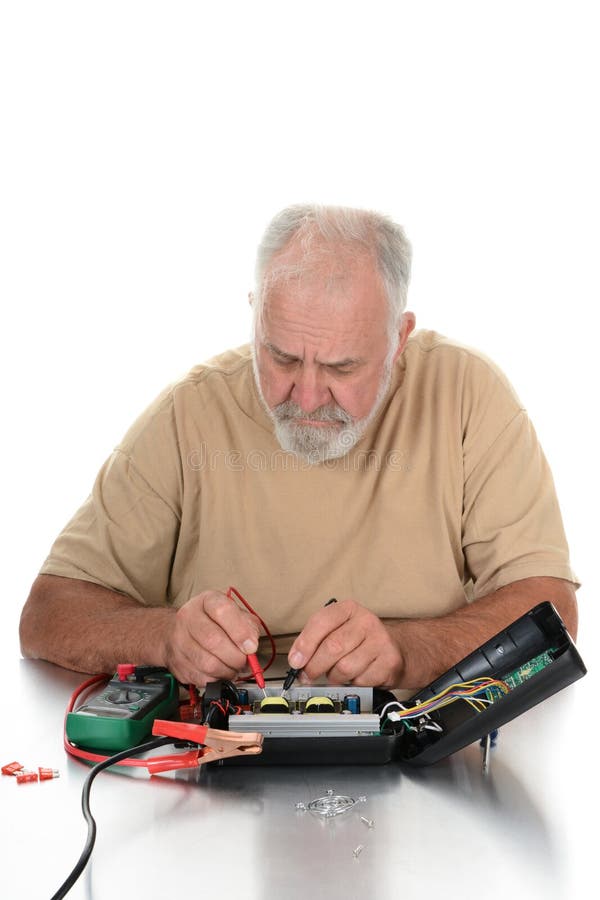 Technician Using Testing Equipment Stock Image Image of mature, device 41972467