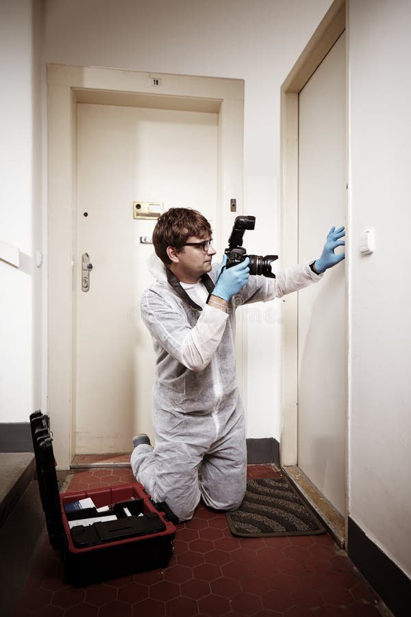 Technician at Work on Fingerprints Stock Photo Image of fingerprint