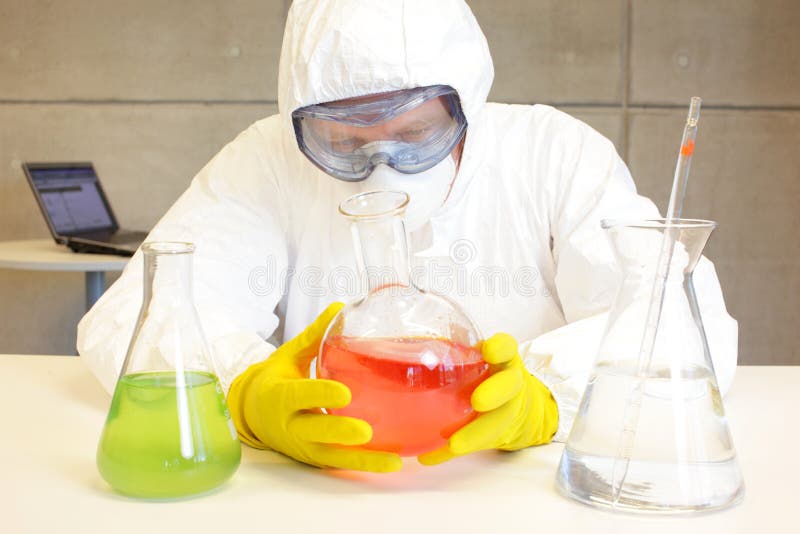 Technician Working in Laboratory with Chemicals Stock Image Image of