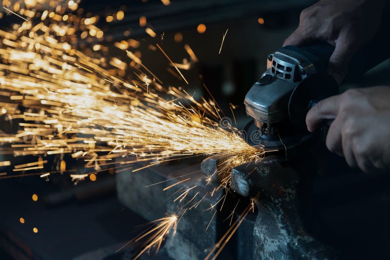 Technicians are Grinding Steel Stock Photo - Image of person ...