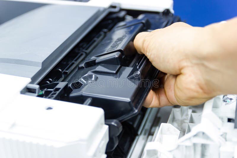 Technicians Replacing Toner in Laser Printer Stock Image Image of