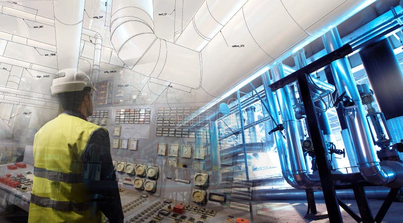 Techniekmens die aan elektrische centrale als exploitant werken royalty-vrije stock afbeelding Techniekmens die aan elektrische centrale als exploitant werken royalty-vrije stock afbeelding
