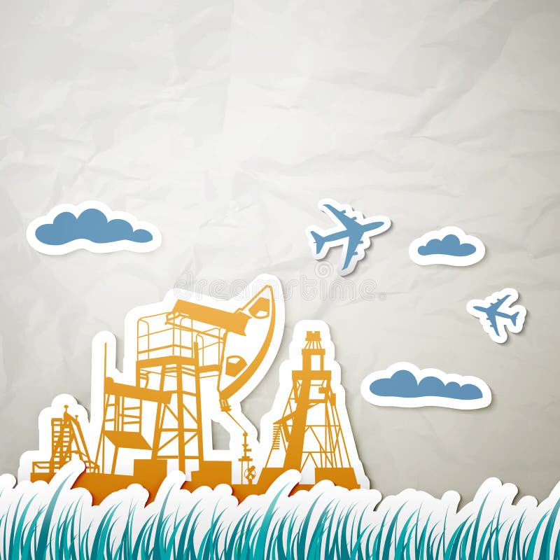 Technique for oil in a landscape vector illustration