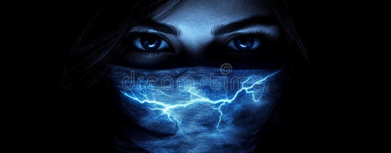 Techniques for cocktail bartending. AI cybersecurity in healthcare. A model wearing a futuristic face mask with glowing royalty free stock photos