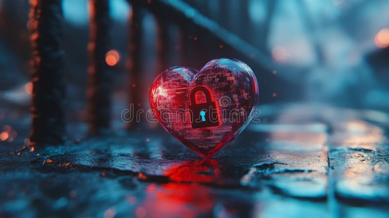 Techniques for cocktail bartending. AI in healthcare cybersecurity. A digital heart with a lock symbolizing royalty free stock images
