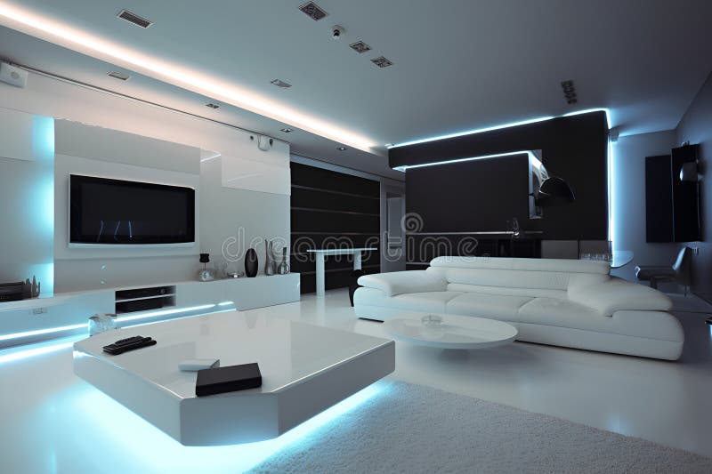Hi-tech Living Room with Modern Functional Furniture. Stock Illustration -  Illustration of elegant, easy: 103398711