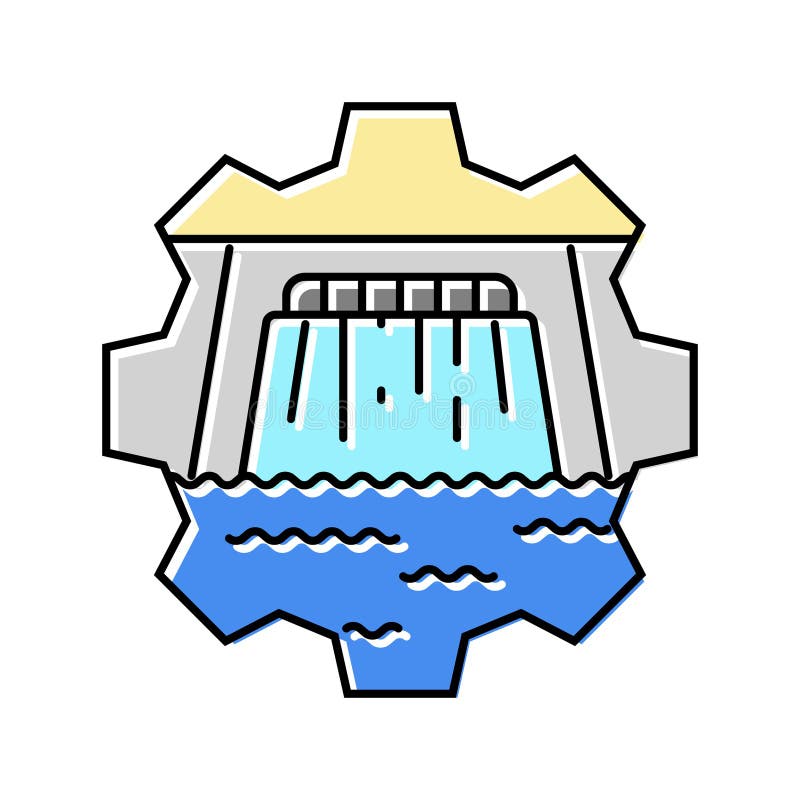 Technologia hydroelektryczna ilustracja wektora barw ikony zasilania hydroelektrycznego ilustracji