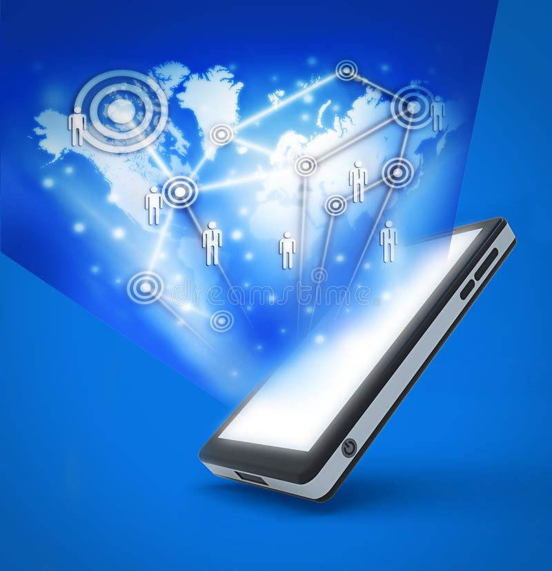 Technologia komunikacyjna z telefon komórkowy ilustracji