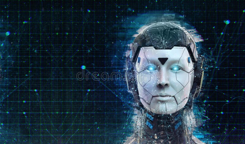 Technologia robota fantastyka naukowa kobiety cyborga androidu tło - Humanoid Sztuczna inteligencja wallpaper-3D odpłaca się