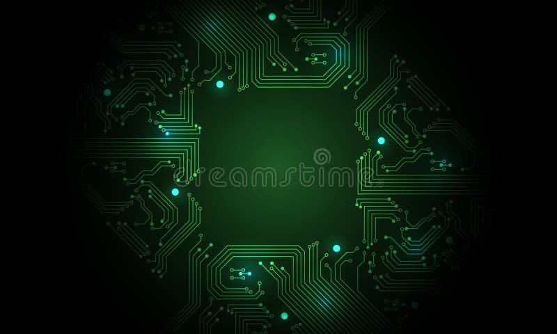 Technologia zielony obwód główny komputer futurystyczny wektor tła. royalty ilustracja
