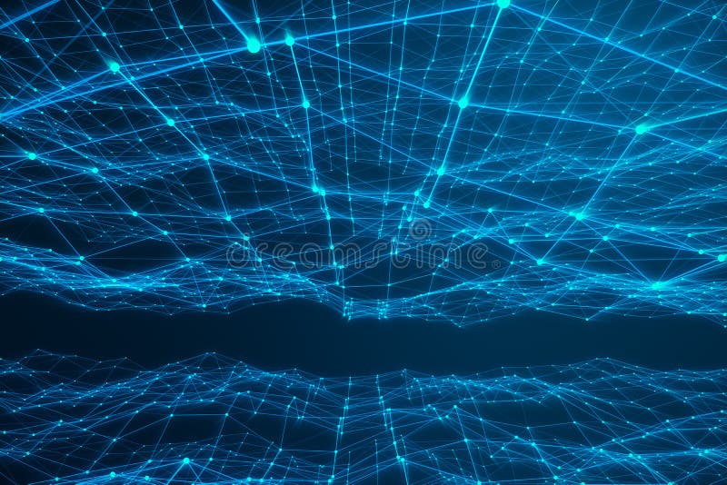 Technological connection futuristic shape, blue dot network, abstract background, blue background, Concept of Network vector illustration
