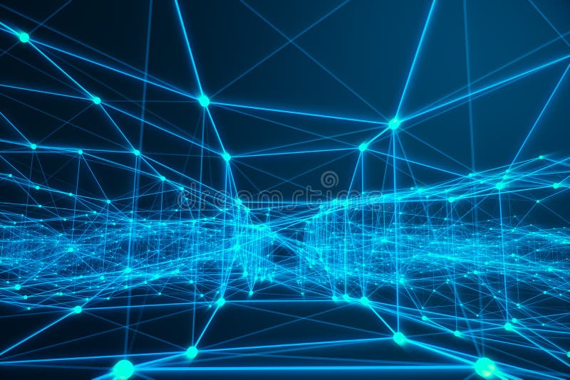 Technological connection futuristic shape, blue dot network, abstract background, blue background, Concept of Network stock image
