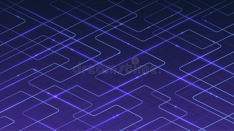 Technological digital blue background of lines and speeding luminous particles. Concept of Internet connectivity, information