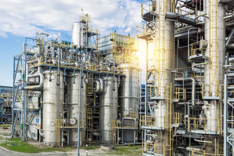 Technological equipment of a part of a gas processing plant royalty free stock photo