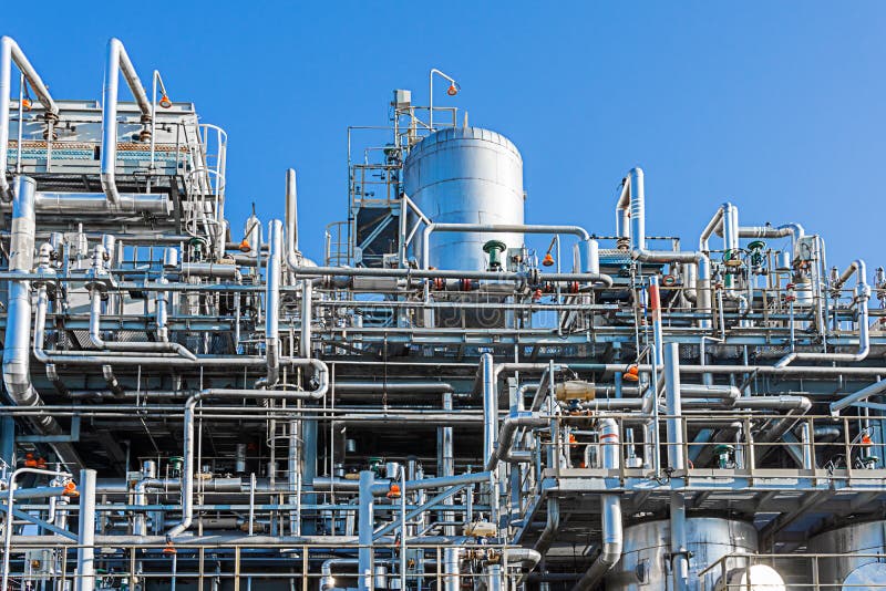 Technological equipment of a part of a gas processing plant royalty free stock images