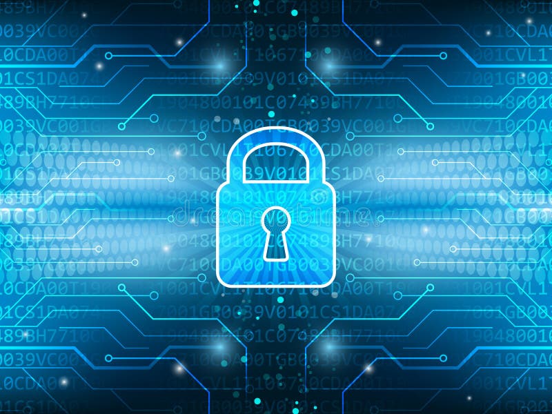 Technologiczna deska i kędziorek na globalnym służba bezpieczeńśtwa abstrakta tle ilustracja wektor