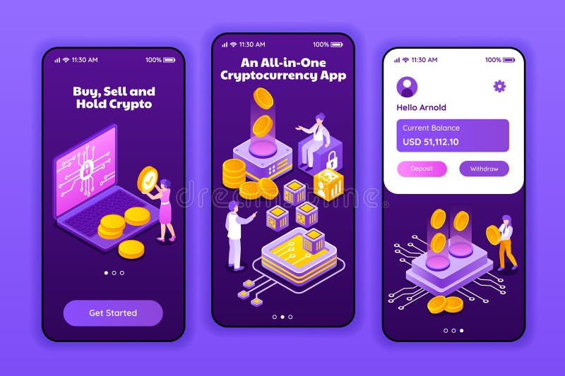 Technologie Blocchchain et finance numérique Conception d'application isométrique illustration libre de droits