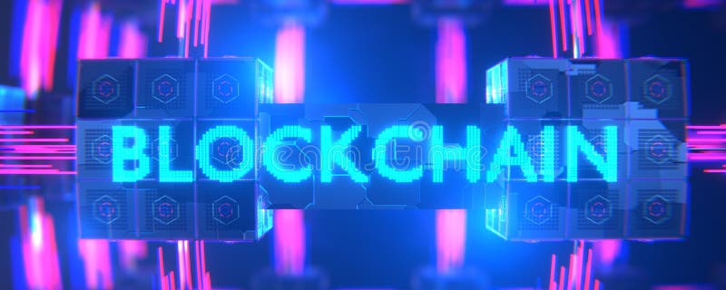 Technologie blockchain sur l'arrière-plan abstrait de l'algorithme de traitement. blockchain sur un réseau abstrait arrière-plan 3 illustration libre de droits