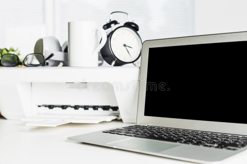 Office technology, laptop, printer. Working place. Office technology, laptop, printer. Working place