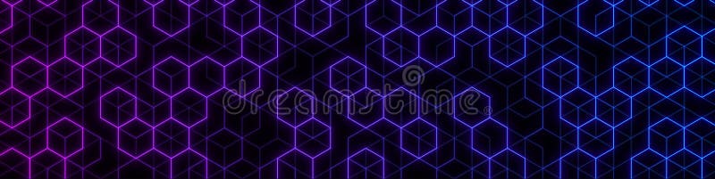 Technologie der schwarze Hintergrund geometrische rhombuseshexagon neon abstrakt futuristischen Hintergrund. molekulare Technolog lizenzfreie abbildung