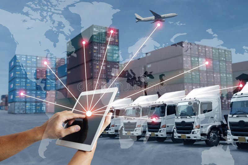 Technologie direkt mit Logistiktransport mit AI-Leuten und weltweit