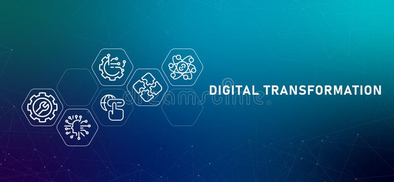 Technologie eines Unternehmens zur digitalen Transformation, um die Einführung in Innovation Modernes Design neuer Gradientenkopf stock abbildung