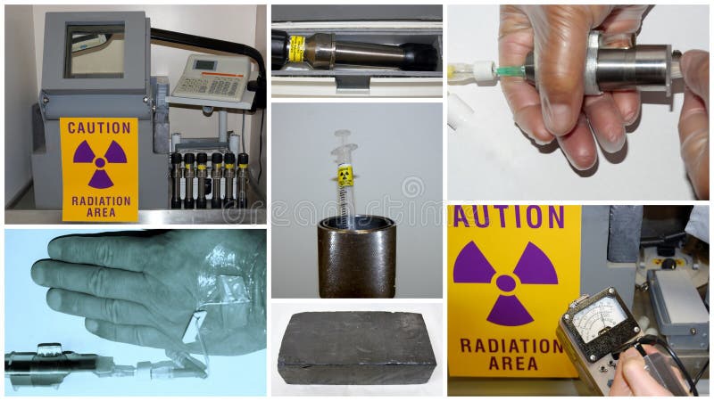 Nuclear medicine lab with isotopes which are ready for injection to patient ,on the first place protection of staff and patient ,lead containers and shield ,special cover of syringes with isotope ,survey meter with data of radiation. Nuclear medicine lab with isotopes which are ready for injection to patient ,on the first place protection of staff and patient ,lead containers and shield ,special cover of syringes with isotope ,survey meter with data of radiation