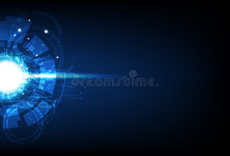 Technologie numérique, circuit futuriste, illustration abstraite de vecteur de fond de cercle de l'électricité bleue de foudre illustration stock
