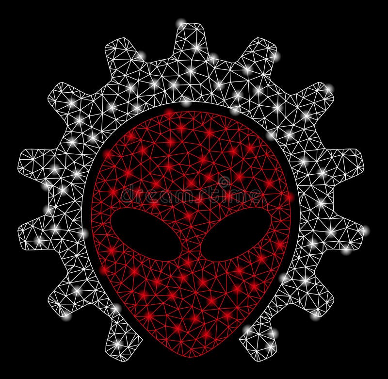 Bright Mesh 2D Alien Technology with Flash Spots. Technologie étrangère de maille lumineuse avec l'effet d'éclat r 2d maille abstraite con? ue avec les lignes triangulaires, points ronds,