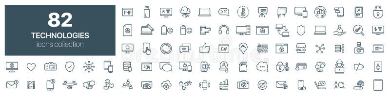 Technologies line icons collection. Vector illustration eps10 vector illustration