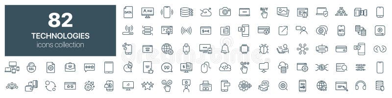 Technologies line icons collection. Vector illustration eps10 vector illustration