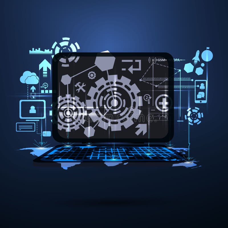 Technologii globalnej sieci mapa z komputerowym pojęcie wektorem ilustracja wektor Technologii globalnej sieci mapa z komputerowym pojęcie wektorem ilustracja wektor
