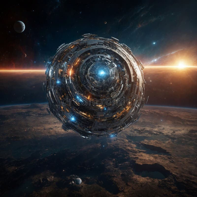 Futuristic view of space controling Technology stock illustration