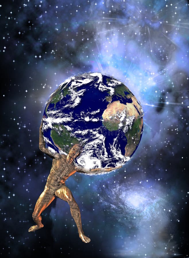 Atlas Holds Up Planet Earth Stock Illustration - Illustration of  composition, galaxy: 133948378