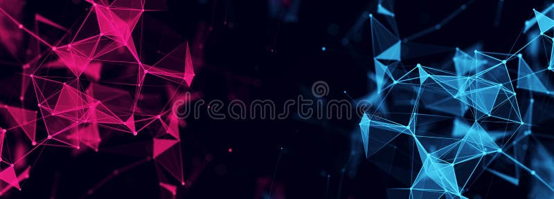 Technology background. Abstract digital combination dots and lines. Network connection structure. 3d Widescreen stock photo