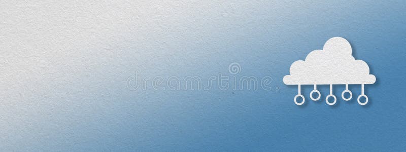 Technology background of cloud computing with copy space. Blue and white paper texture vector illustration