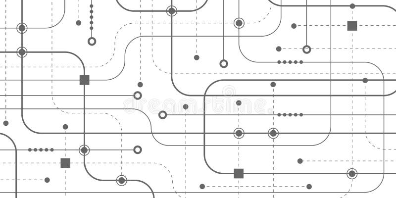Technology background of lines. Geometric connect lines and dots. Electronic board with chip. Future technologies. Vector illustration vector illustration