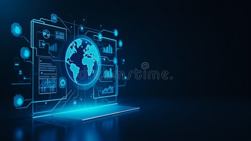 Technology banners with hi tech artificial intelligence and digital innovation in futuristic style vector illustration