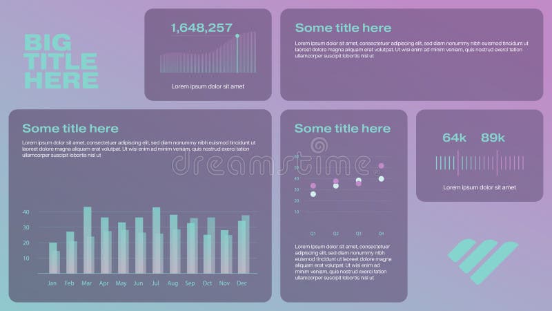 Technology business grid layout ui infographics template with graphs and charts. stock illustration