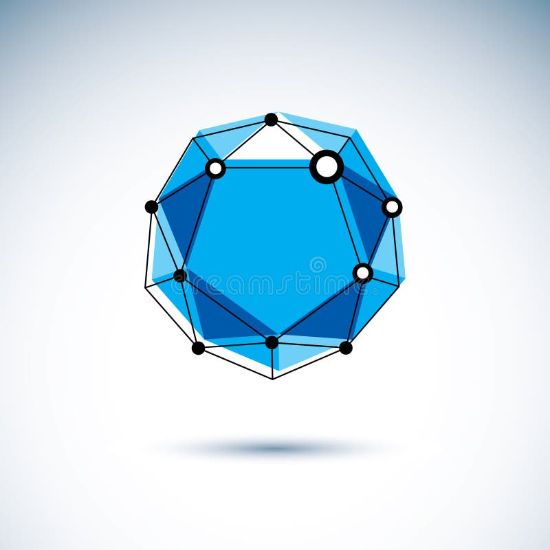 Technology conceptual logo. Abstract 3D polygonal wireframe object.