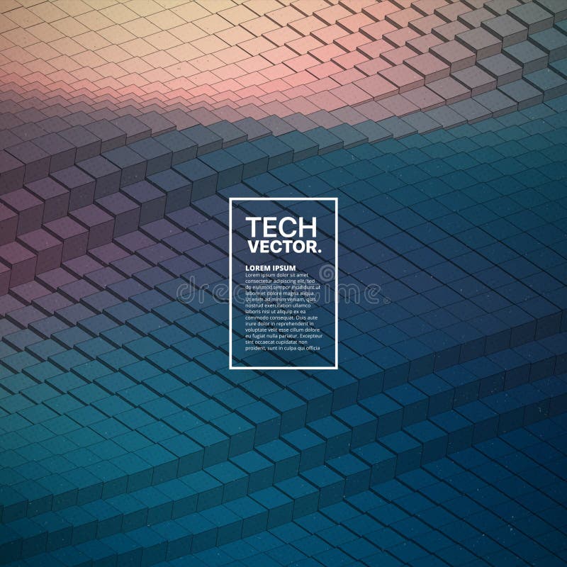 3D Technological Blocks Waveform Structure Retrowave Blue Abstract Vector Background. Isometric Technology Science Illustration. 3D Technological Blocks Waveform Structure Retrowave Blue Abstract Vector Background. Isometric Technology Science Illustration