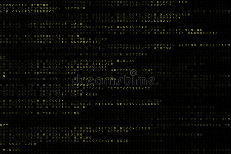 Technology Digital Background with Word COIN, BITCOIN, CRYPTOCURRENCY,  BLOCKCHAIN and MINING in Dark or Black Background in Matrix Stock  Illustration - Illustration of information, number: 154861779