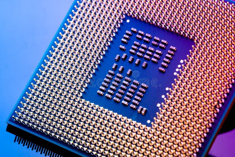 Technology Electronic Concept Cpu Ram Computer On Blue Li Stock Photo