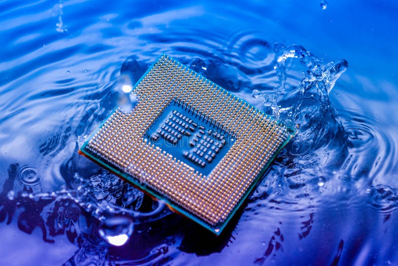 Technology Electronic Concept Cpu Ram Computer On Blue Li Stock Photo