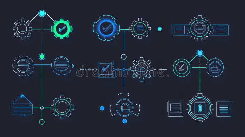 Cybersecurity Network Diagram royalty free illustration