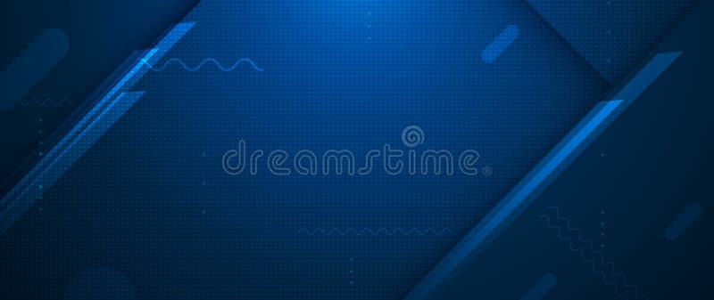 Vector abstract geometric shape, line, light effect on dark blue gradient color for banner, wallpaper background vector illustration