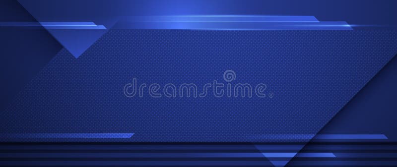 Vector abstract geometric shape, line, light effect on dark blue gradient color for banner, wallpaper background. stock illustration