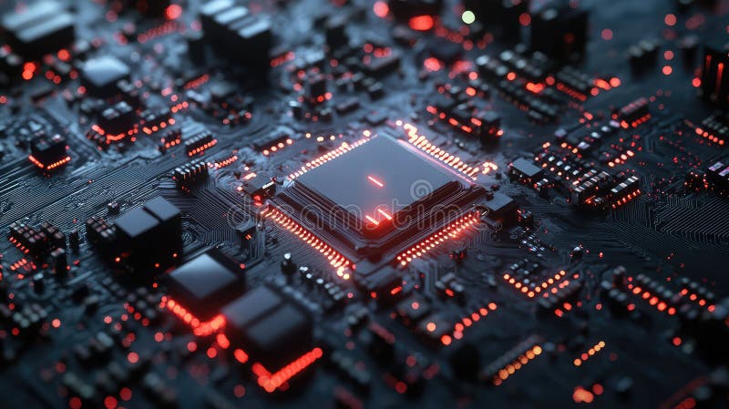 Technology glitch-transitioning semiconductor vector illustration