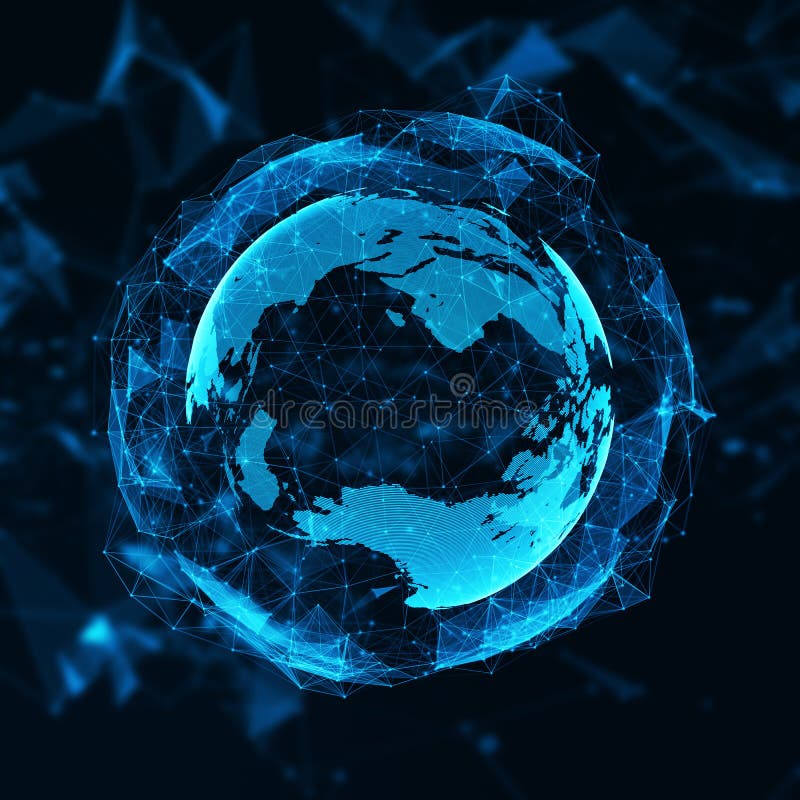 Technology Hologram Earth stock illustration. Illustration of abstract ...