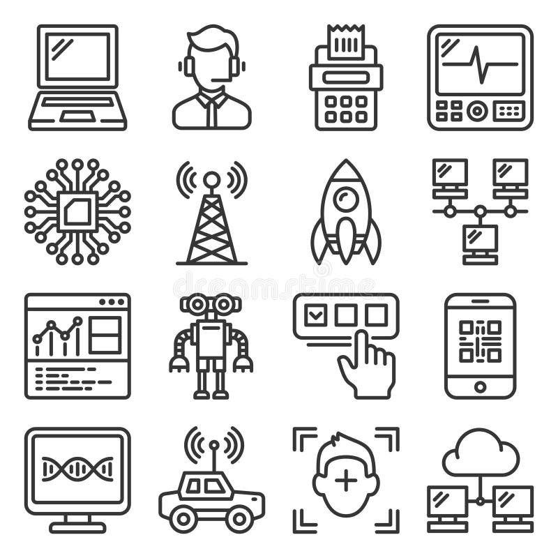 Technology Icons Set on White Background. Vector vector illustration